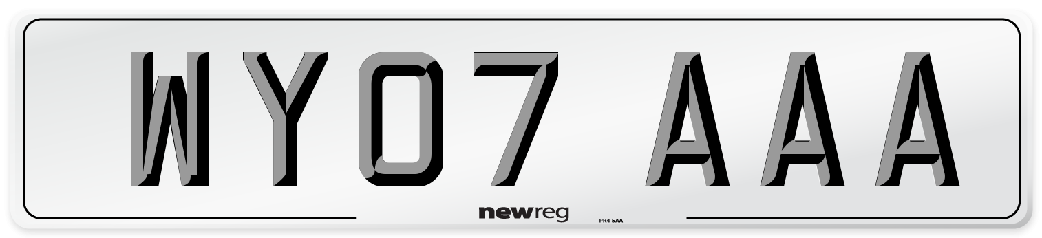 WY07 AAA Number Plate from New Reg